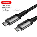 Baseus USB 3.1 Type C To USB C Cable For MacBook Pro 100W PD Quick Charge 4.0 3.0 USBC Charger For Samsung S10 S9 Huawei P30 P20