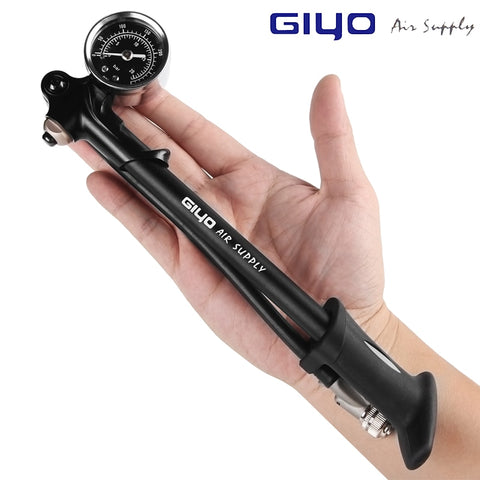 GIYO GS-02D Foldable 300psi High-pressure Bike Air Shock Pump with Lever & Gauge for Fork & Rear Suspension Mountain Bicycle