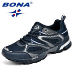 BONA New Arrival Clássico Estilo Masculino Tênis de Corrida Vaca Split Mesh Calçados Esportivos Masculinos com Rendas para Ao Ar Livre Tênis de Jogging Frete Grátis