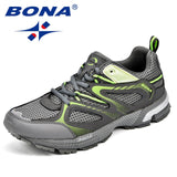 BONA New Arrival Clássico Estilo Masculino Tênis de Corrida Vaca Split Mesh Calçados Esportivos Masculinos com Rendas para Ao Ar Livre Tênis de Jogging Frete Grátis