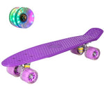 Jusenda Skateboard 22in Mini Cruiser Children's Penny Board Pastel Longboard Fish Skate Board Flashing Wheels Banana Skateboard