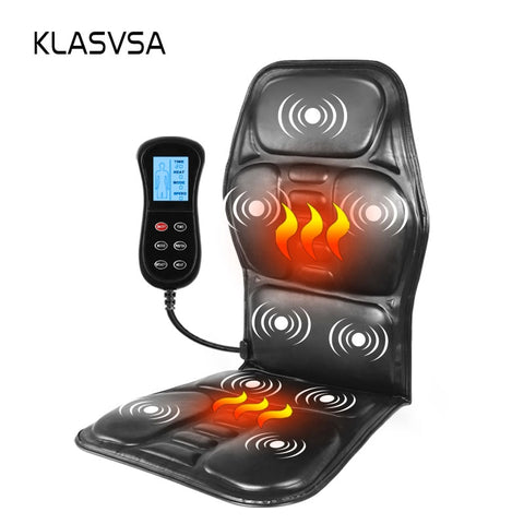 KLASVSA Aquecimento elétrico portátil vibratório cadeira massageadora em almofada carro home office colchão lombar pescoço alívio da dor