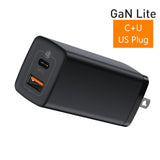 Baseus 65W GaN Charger Dual Port QC 3.0 PD3.0 Quick Laptop Charger Fast Charger For iPhone Xiaomi Type C PD USB Charger