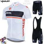 STRAVA New 2021 Men Cycling Jersey Summer Short Sleeve Set Maillot 19D bib shorts Bicycle Clothes Sportwear Shirt Clothing Suit