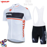 STRAVA New 2021 Men Cycling Jersey Summer Short Sleeve Set Maillot 19D bib shorts Bicycle Clothes Sportwear Shirt Clothing Suit