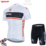 STRAVA New 2021 Men Cycling Jersey Summer Short Sleeve Set Maillot 19D bib shorts Bicycle Clothes Sportwear Shirt Clothing Suit