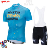 STRAVA New 2021 Men Cycling Jersey Summer Short Sleeve Set Maillot 19D bib shorts Bicycle Clothes Sportwear Shirt Clothing Suit