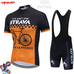 STRAVA New 2021 Men Cycling Jersey Summer Short Sleeve Set Maillot 19D bib shorts Bicycle Clothes Sportwear Shirt Clothing Suit