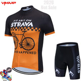 STRAVA New 2021 Men Cycling Jersey Summer Short Sleeve Set Maillot 19D bib shorts Bicycle Clothes Sportwear Shirt Clothing Suit