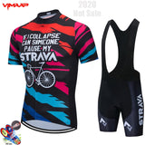 STRAVA New 2021 Men Cycling Jersey Summer Short Sleeve Set Maillot 19D bib shorts Bicycle Clothes Sportwear Shirt Clothing Suit