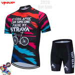 STRAVA New 2021 Men Cycling Jersey Summer Short Sleeve Set Maillot 19D bib shorts Bicycle Clothes Sportwear Shirt Clothing Suit