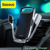 Baseus 15W Carregador rápido para carro QI Carregador sem fio para iPhone 11 Samsung Android Carregador sem fio para carro Suporte para carro