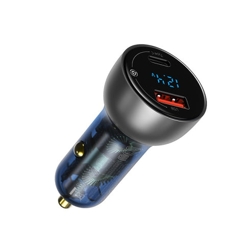 Baseus 65W  PPS Car Charger USB Type C Dual Port PD QC Fast Charging For Laptop Translucent Car Phone Charger For iPhone Samsung