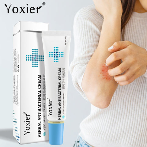 Yoxier Herbal Antibacterial Cream Psoriasis Cream Anti-itch Relief Eczema Skin Rash Urticaria Desquamation Treatment 20G