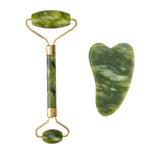 Rolo massageador para rosto massagem com pedras de jade Rolo raspador facial natural lifting facial Gua Sha corpo costas Rolo de massagem adelgaçante