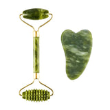 Rolo massageador para rosto massagem com pedras de jade Rolo raspador facial natural lifting facial Gua Sha corpo costas Rolo de massagem adelgaçante