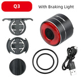 Rechargeable Rear Bicycle Light Brake Bike Tail Lamp Wireless Remote Control Cycling Taillight Anti-theft Burglar Alarm Bell