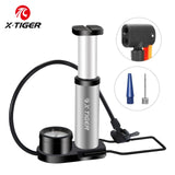 X-TIGER Bike Pump Mini Portable Bicycle Foot Pump with Pressure Gauge Accessories Fits Presta & Schrader Valve Bicycle Air Pump