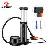 X-TIGER Bike Pump Mini Portable Bicycle Foot Pump with Pressure Gauge Accessories Fits Presta & Schrader Valve Bicycle Air Pump