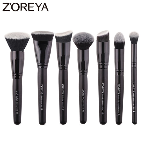 Conjunto de pincéis de maquiagem pretos ZOREYA para rosto, rosto, maquiagem, pó, blush, sombra, Kabuki, pincel, maquiagem, ferramenta, beleza