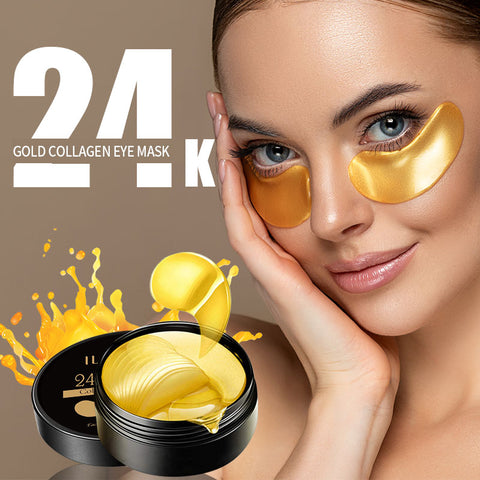 Collagen 24K Gold Eye Mask Seaweed Eye Patch Gel Remove Dark Circles Anti-Puffiness Anti-Aging Moisturizing Eyes Care-60pcs