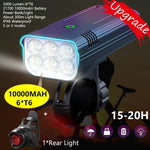 10000mAh Bike Light USB Rechargeable 5000 Lumens Bike Headlight 6T6 LED Super Bright Flashlight Front Lights and Back Rear light