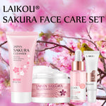 Face Skin Care Set Cherry Blossom Essence Moisturizing Collagen Eye Cream & Face Serum & Facial Cleanser  Beauty Makeup Set