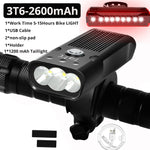 10000mAh Bike Light USB Rechargeable 5000 Lumens Bike Headlight 6T6 LED Super Bright Flashlight Front Lights and Back Rear light