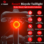 X-Tiger Bike Rear Light IPx6 Waterproof LED Charging Bicycle Smart Auto Brake Sensing Light Accessories Bike Taillight Light