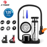 X-TIGER Bike Pump Mini Portable Bicycle Foot Pump with Pressure Gauge Accessories Fits Presta & Schrader Valve Bicycle Air Pump