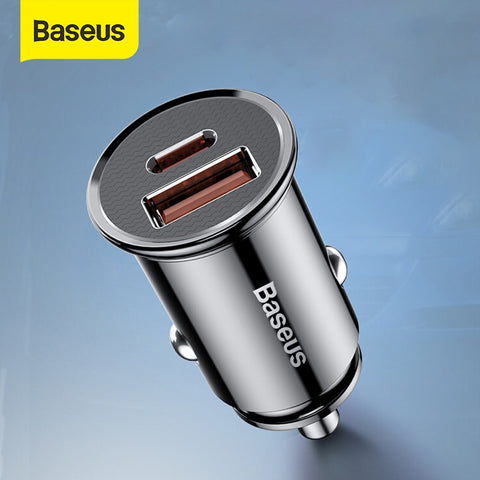 Baseus 30W Car Fast Charger Quick Charge 4.0 3.0 USB Type-C Fast Charging Car Phone Charger For Huawei Xiaomi iPhone 12