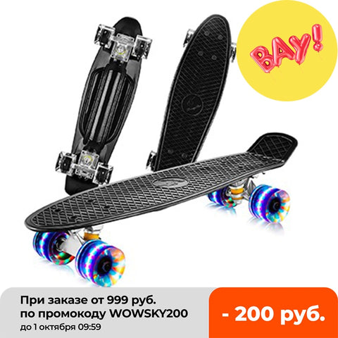 Jusenda Skateboard 22in Mini Cruiser Children's Penny Board Pastel Longboard Fish Skate Board Flashing Wheels Banana Skateboard