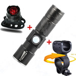 3 in1 8000 Lumen Bike Bicycle Light Set USB rechargeable LED Waterproof Super Bright Zoom Headlight Rear light  MTB Bike Light