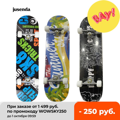 Jusenda Skateboard Double Rocker 80cm Meninos Meninas Mini Longboard Completo Adolescentes Skate Board Maple Deck Com Rodas Rolamentos