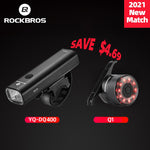 ROCKBROS bicicleta farol farol bicicleta guiador farol dianteiro MTB Rode ciclismo USB lanterna recarregável luz traseira de segurança