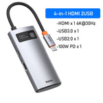 Baseus USB Type C HUB USB C to HDMI-compatible RJ45 SD Reader PD 100W Charger USB 3.0 HUB For MacBook Pro Dock Station Splitter