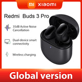 Versão global Xiaomi Redmi Buds 3 Pro Fones de ouvido Bluetooth TWS Fones de ouvido sem fio 35dB ANC Dispositivo duplo Redmi Airdots 3 Pro