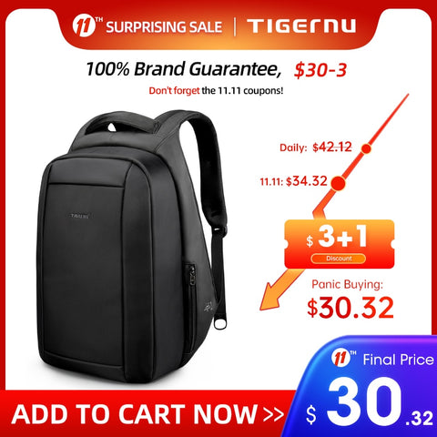 Mochila Tigernu Hidden Antifurto Zipper 15,6 polegadas Escola Laptop Mochilas Repelente de Água Viagem 20L Carregador Multi USB